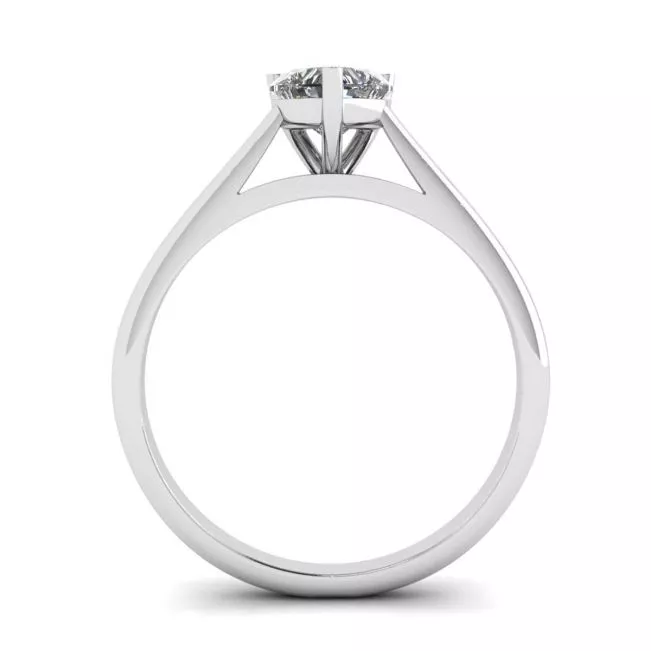 Classic Heart Diamond Solitaire Ring White Gold - Photo 1