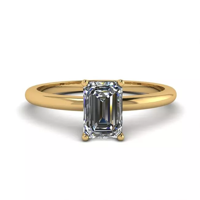 Emerald Cut Diamond Ring Yellow Gold