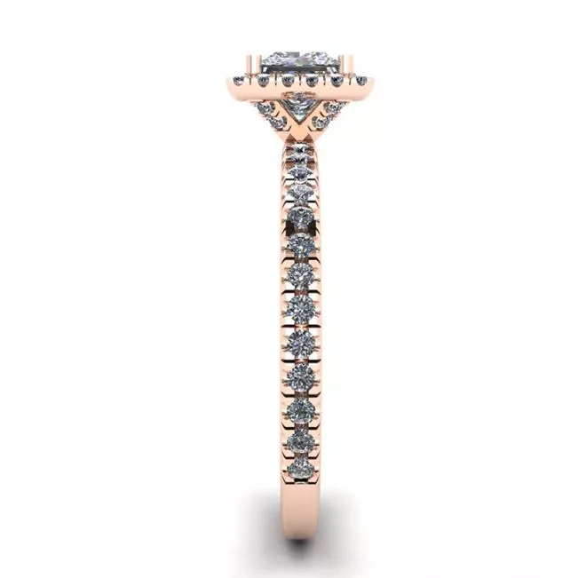 Princess-Cut Floating Halo Diamond Engagement Ring Rose Gold - Photo 2
