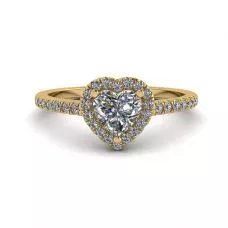 Heart Diamond Halo Engagement Ring Yellow Gold
