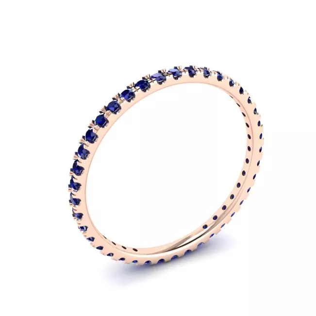 Riviera Pave Sapphire Eternity Ring Rose Gold - Photo 3