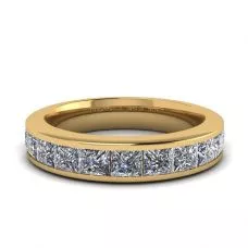 Eternity Princess Cut Diamond Ring  Yellow Gold