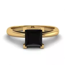 Square Black Diamond Ring Yellow Gold