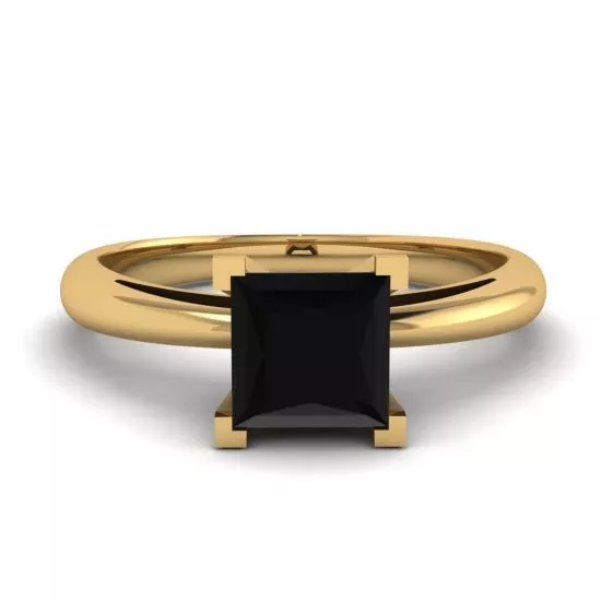 Square Black Diamond Ring Yellow Gold, Enlarge image 1