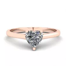 Simple Flat Ring with Heart Diamond Rose Gold