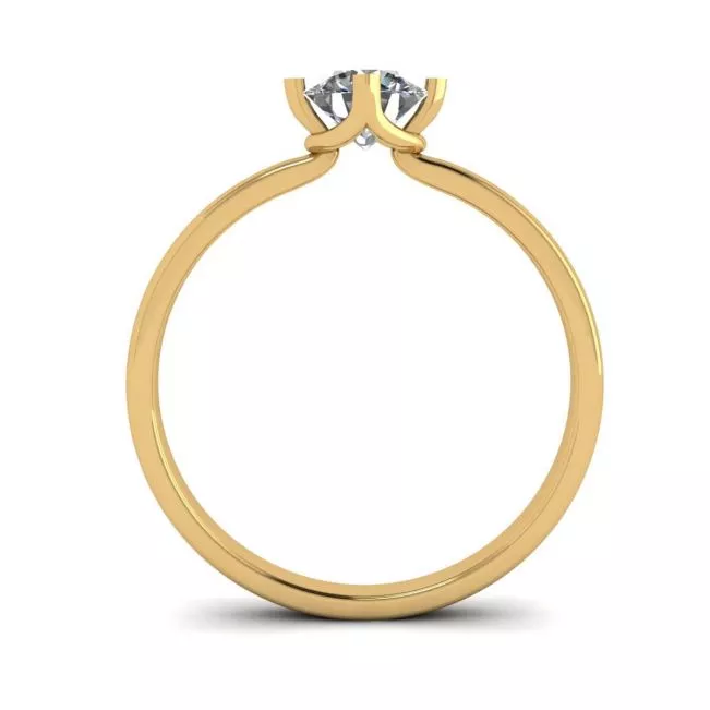 Reversed Prong Style Round Diamond Ring in Yellow Gold - Photo 1