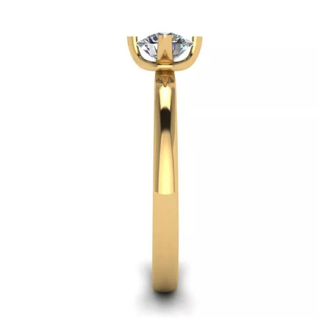 Reversed Prong Style Round Diamond Ring in Yellow Gold - Photo 2