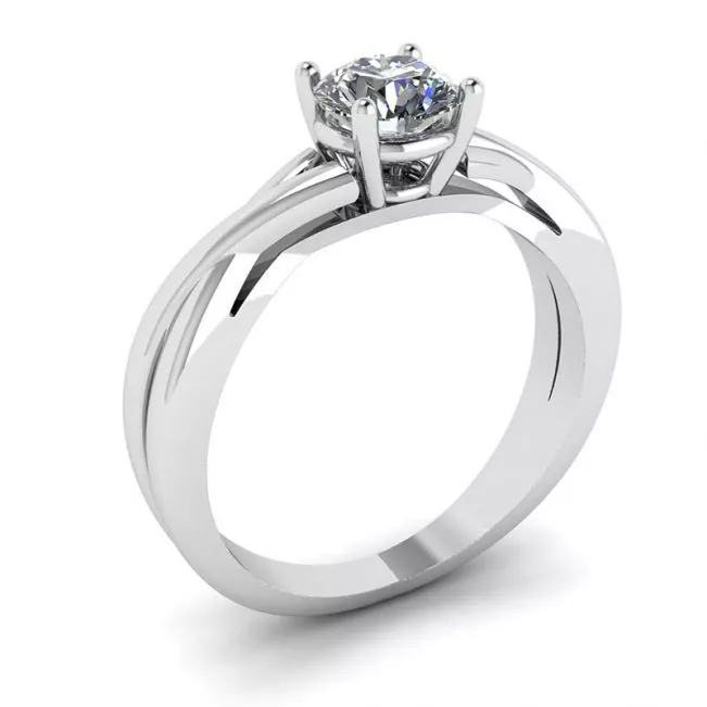 X Cross Ring with Round Diamond - Photo 3
