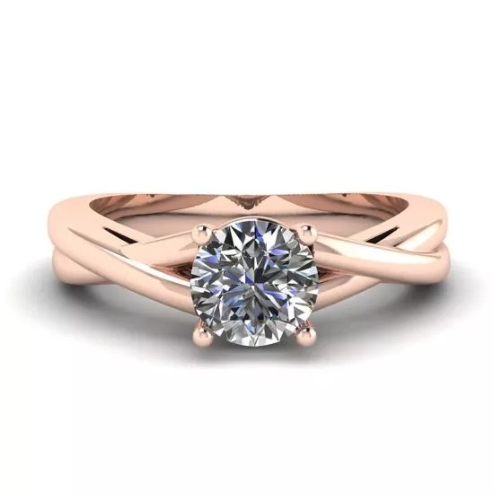 X Cross Ring with Round Diamond Rose Gold, Enlarge image 1