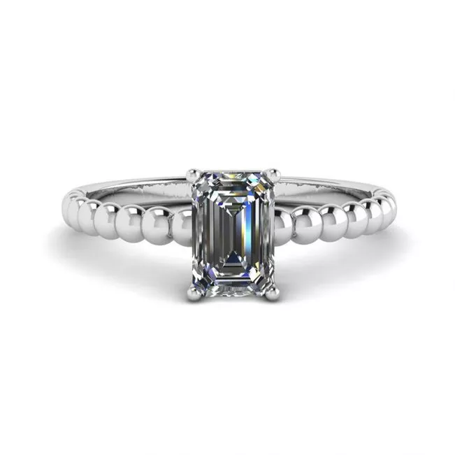Bearded Ring with Emerald Cut Diamond