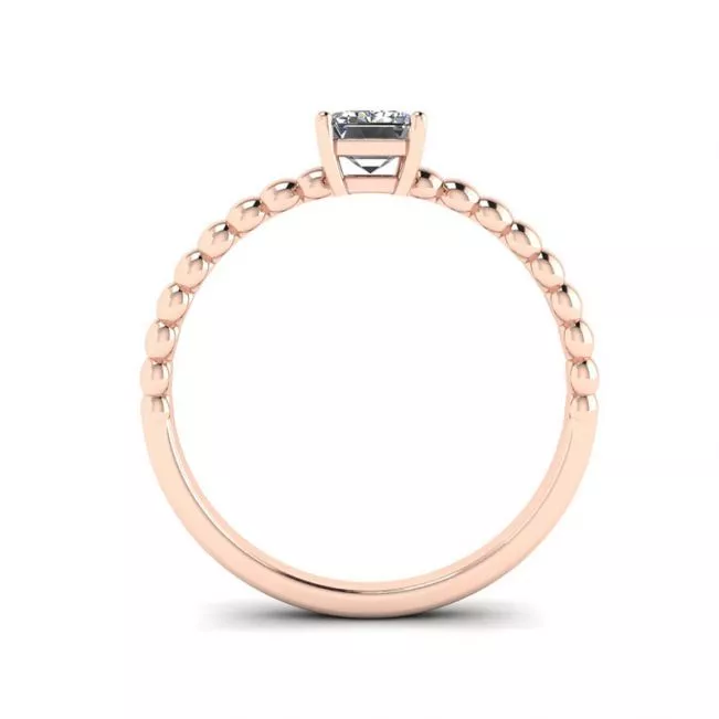 Bearded Ring with Emerald Cut Diamond Rose Gold - Photo 1
