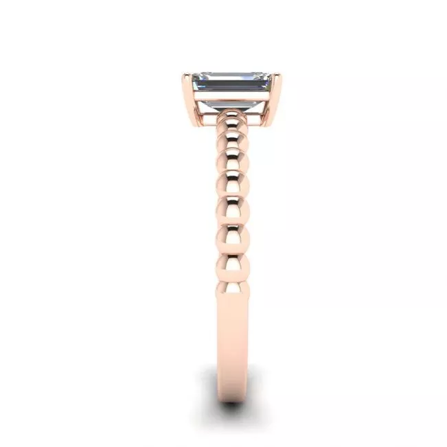 Bearded Ring with Emerald Cut Diamond Rose Gold - Photo 2