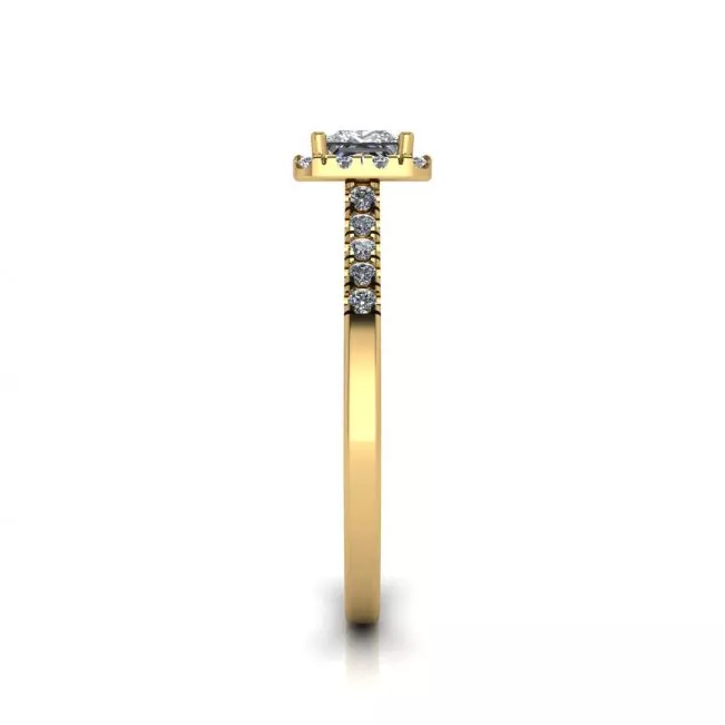 Halo Princess Cut Diamond Ring in Yellow Gold - Photo 3