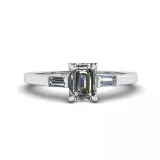Emerald Cut and Side Baguette Diamond Ring