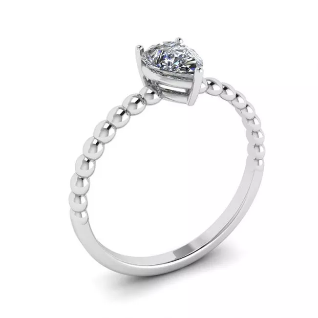 Beaded Band Pear Cut Engagement Ring - Photo 3