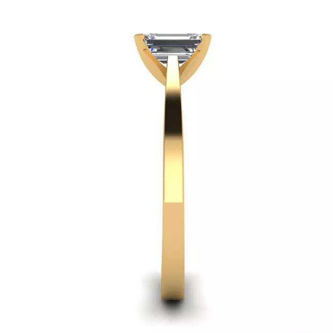 Futuristic Style Emerald Cut Diamond Ring in 18K Yellow Gold - Photo 2