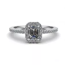 Emerald Cut Diamond Ring with Halo