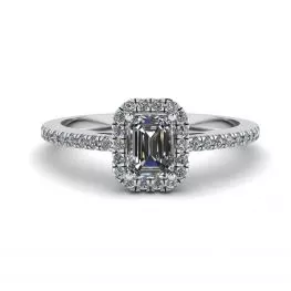 Emerald Cut Diamond Ring with Halo