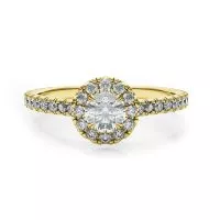Halo Round Diamond Ring in 18K Yellow Gold