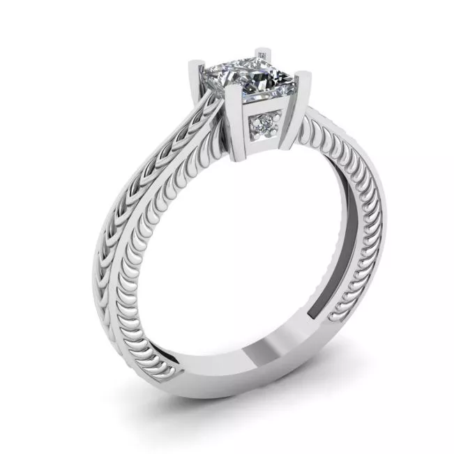 Oriental Style Princess Cut Diamond Ring - Photo 3