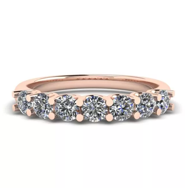 Classic Seven Round Diamond Ring Rose Gold