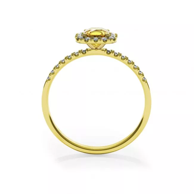 Cushion 0.5 ct Yellow Diamond Ring with Halo Yellow Gold - Photo 1