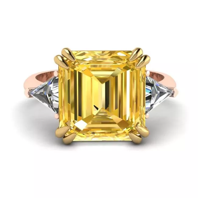 Emerald Cut Yellow Sapphire Ring Rose Gold