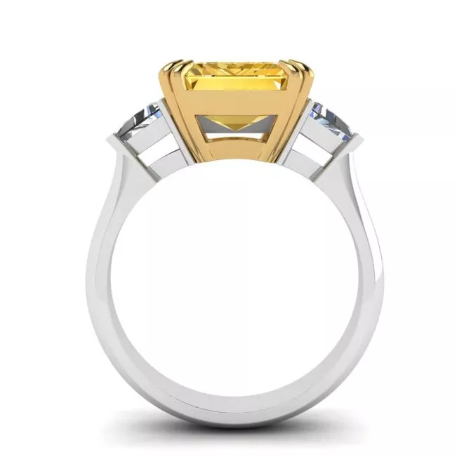 Emerald Cut Yellow Sapphire Ring White Gold - Photo 1