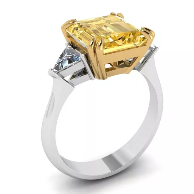 Emerald Cut Yellow Sapphire Ring White Gold - Photo 3