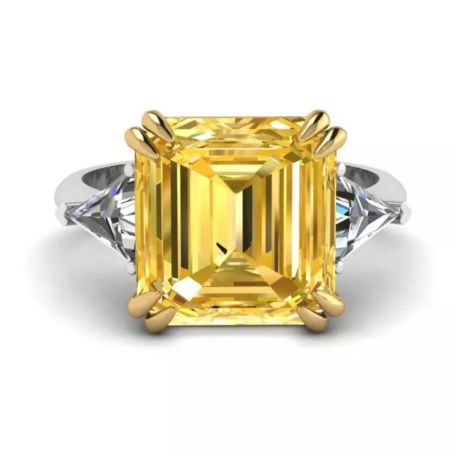 Emerald Cut Yellow Sapphire Ring White Gold