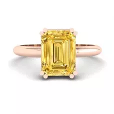 2 carat Emerald Cut Yellow Sapphire Ring Rose Gold