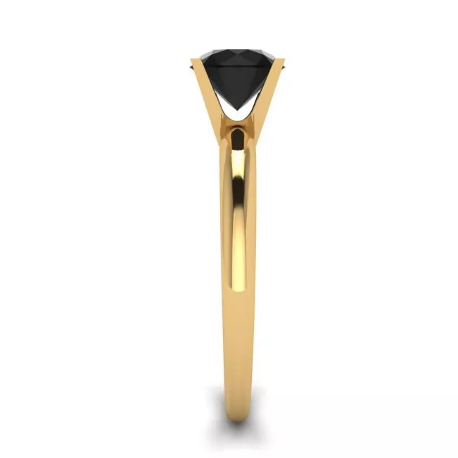 Black Diamond V Setting Ring Yellow Gold - Photo 2