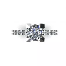 Round Diamond Ring with Side and Hidden Pave