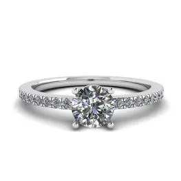 White Diamond Side Pave Ring 18K White Gold