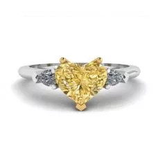 Heart Yellow Diamond with White Pears Diamond Ring