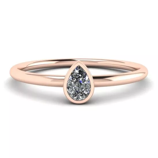 Pear Diamond Small Ring La Promesse Rose Gold, Enlarge image 1