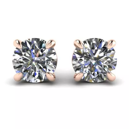 Perfect Round Diamond Studs Rose Gold, Enlarge image 1