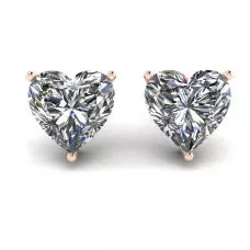 Heart Shape Diamond Stud Earrings Rose Gold