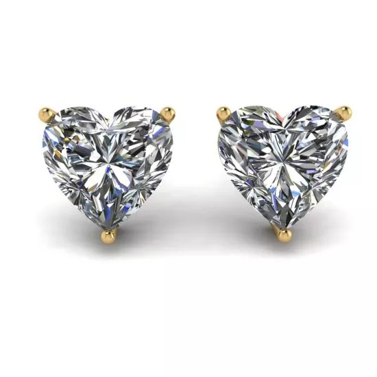 Heart Shape Diamond Stud Earrings Yellow Gold, Enlarge image 1