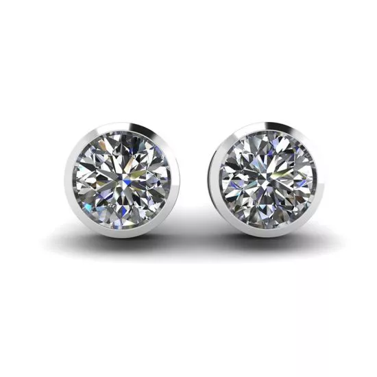 Round Diamond Studs White Gold , Enlarge image 1