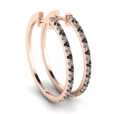 Hoop Black and White Diamond Earrings Rose Gold