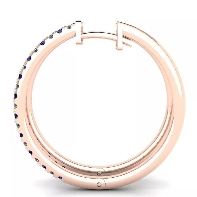 Hoop Sapphire and Diamond Earrings Rose Gold - Photo 1