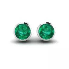 Emerald Stud Earrings in White Gold