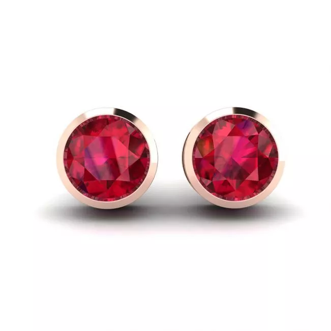 Ruby Stud Earrings in  Rose Gold