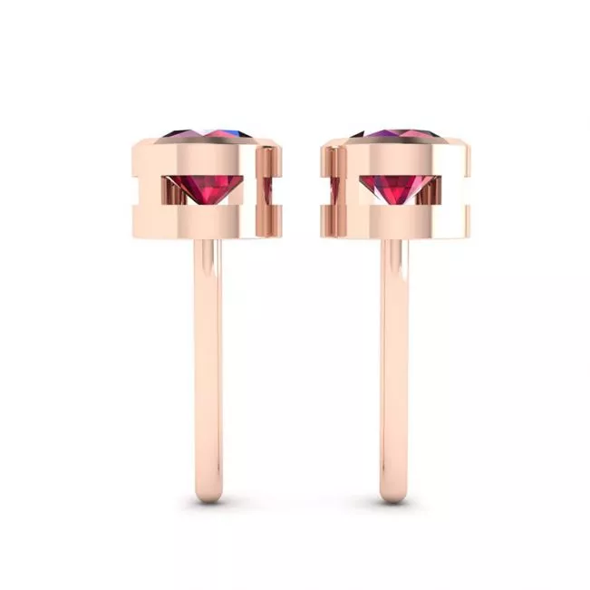 Ruby Stud Earrings in  Rose Gold - Photo 1