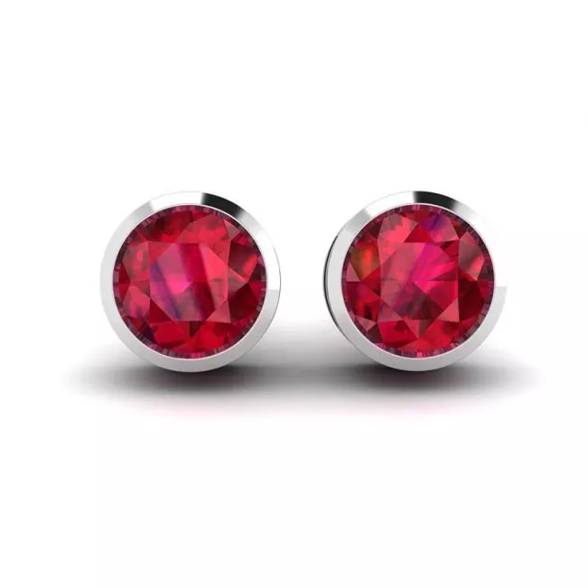 Ruby Stud Earrings in White Gold
