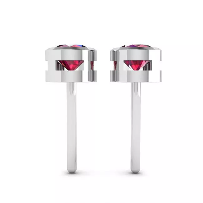 Ruby Stud Earrings in White Gold - Photo 1