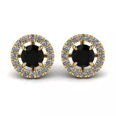 5 mm Black Diamond Studs with Detachable Halo Jackets Yellow Gold
