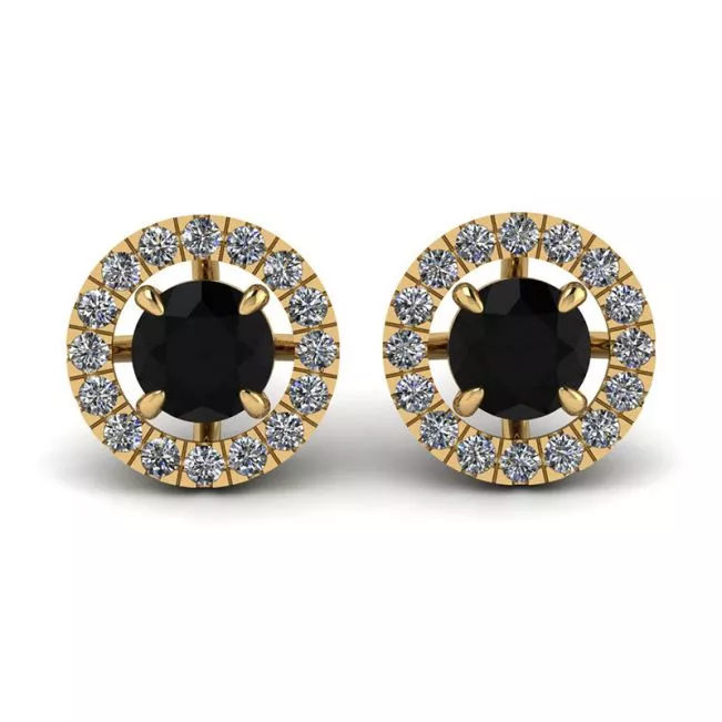 5 mm Black Diamond Studs with Detachable Halo Jackets Yellow Gold