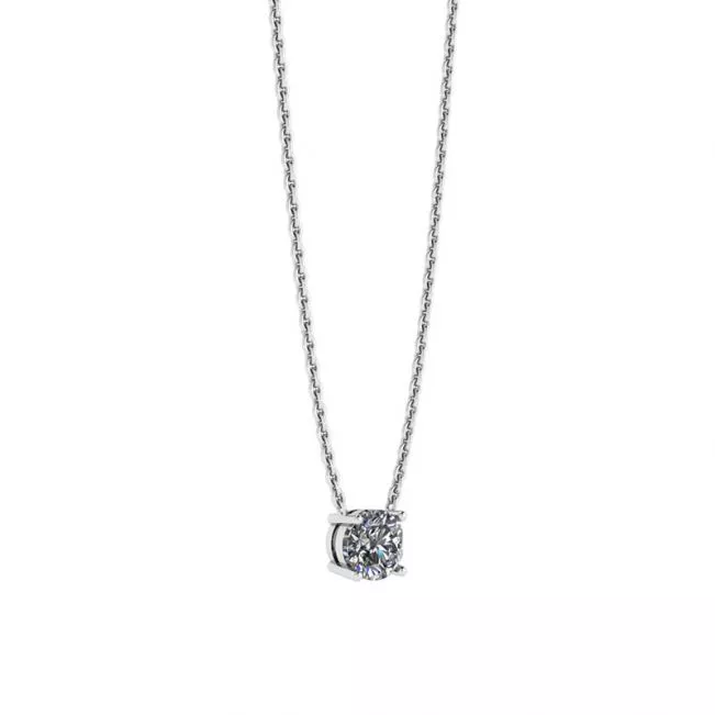 Classic Solitaire Diamond Necklace on Thin Chain - Photo 1